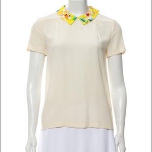 Kate Spade Peter Pan Collar Blouse in Light Yellow